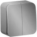 Выключатель двухклавишный алюминий, 10А, 250B, изолир. пластина, Systeme Electric Blanca (комплект 5шт)