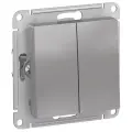 Переключатель проходной Systeme Electric Atlas Design 2-клавишный, 10А, 10 AX, Алюминий - 10 шт.