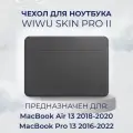 Чехол из экокожи для MacBook 13 Air Pro M1 M2 intel / Чехол с магнитной застежкой WiWU Skin Pro 2 Макбук Аир Про 13 2016-2022 (A1932 A2179 A2337 A1939 A1706 A1708 A2159 A2289 A2251 A2338), Цвет: Серый