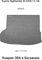 Коврик ЭВА в багажник для Toyota Highlander III (U50) 13-19г. ЕВА соты от SUPERVIP для Тойота Хайлендер 3. Серый цвет.