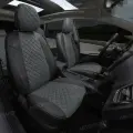 Чехлы Автопилот для Ford Focus III Sport/Titanium Sd/Hb/Wag с 11г. (с подлокотником). Алькантара, ромб, черный, серый.