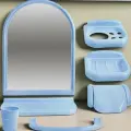 Зеркало 40*55 см с набором для ванной комнаты Европласт, цвет голубой