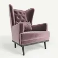 Мягкое кресло с ушами Фантазёр LUXE-9 (Светло-розовый) с каретной стяжкой, на высоких ножках, для отдыха и чтения книг. В гостиную, балкон, спальню и переговорную комнату.