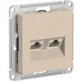 Розетка компьютерная 2-м AtlasDesign RJ45+RJ45 кат.5E механизм песочн. SE | код. ATN001285 | Systeme Electric (5шт. в упак.)