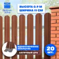 Штакетник металлический Классик (односторонний окрас Принтек - Античный Дуб, высота 0.9 м, ширина планки 10 см, 20 шт, саморезы в комплекте)