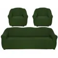 Набор чехлов на трехместный диван и два кресла без оборки, цвет Зеленый