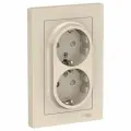 15 шт. Systeme Electric AtlasDesign Бежевая, Розетка c заземлением двойная, со шторками, 16А, в сборе, ATN000226