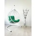 Подвесное кресло для дома и сада 100х106х175 см, Like Ажур. Кресло белое, подушка трапеция зеленая. Подвесное кресло/ Качели садовые/ Кресло садовое подвесное/ Садовые качели/ Качели подвесные/ Подвесное кресло