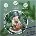 Irena-Co елочная игрушка, стекло Мальчик с мишкой на санях винтаж (13х10,5х7см)