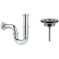 Сифон для раковины Wellsee Drainage System 182102005 в наборе 2 в 1: металлический сифон и универсальный выпуск в цвете хром