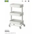 Тележка на колесах IKEA RÅSKOG ОРИГИНАЛ, 35x45x77 см, белый, металлическая