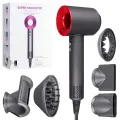Набор фен SUPER HAIR DRYER серый с красным (6 в 1) 1.8м