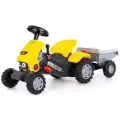 Каталка-трактор с педалями Turbo-2 (жёлтая) с полуприцепом