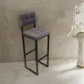 Стул барный металлический кухонный со спинкой (серо-фиолетовый велюр)