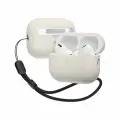 Тонкий силиконовый чехол с ремешком для AirPods Pro 2, Elago Liquid case бежевый (1 шт)