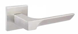 Ручка дверная межкомнатная на квадратной розетке Румо, никель супер матовый