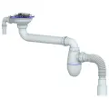 Сифон для мойки 1.1/2х40 смещенный прикруч. выпуск отвод д/БТ с гибкой трубой