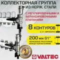 Коллекторная группа, 1х8 выходов евроконус 3/4 из нерж. стали VALTEC VTc.588. EMNX.0608