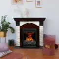 Электрокамин RealFlame Dublin Lux коричневый МДФ с очагом Oregan 3D, имитация пламени 3D, обогрев, увлажнение, пульт