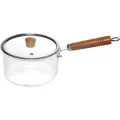 Кастрюля из боросиликатного стекла 2,5л «Хай-Тек», удобная, с деревянной ручкой