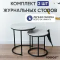 Журнальный столик круглый, цемент/черный, комплект 2 штуки