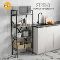 Стеллаж STRONG loft, серый, металлический напольный с 4 деревянными полками, шкаф стеллаж для рассады, 147х60х35 см, гростат