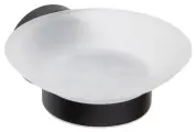Мыльница X-ROUND BLACK стекло матовое с держателем, черный, Sapho