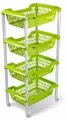 Этажерка 4 корзины Джета 440x304x896 мм на колесиках оливковая