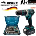 Шуруповерт-ледоруб бесщеточный REKKR CD100BL, 100Нм, 2 аккумулятора с индикатором 24В 9.0Ач, патрон 13мм, кейс