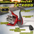 Катушка BoyaBY FG-4000, металлическая шпуля, ручка на кнопке, передний фрикцион, 6+1 подшипников, мгновенный стопор, передаточное число 5.5:1