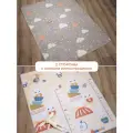 Развивающий коврик детский Mamagoods для ползания складной двусторонний игровой 145 x 180 см Облачка и Зайки в чашках