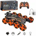 LH-C060S-1 Машинка перевертыш на пульте управления; игрушка Вездеход на радиоуправлении для мальчиков со светом и дымом оранжевый