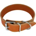 Ошейник Zooone из натуральной кожи, 2-х слойный, 45 мм х 55-65 см, пряжка ролик никель, (оранжевый)
