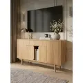 Комод для одежды Puzzlemebel Элис, тумба для игровой приставки с закругленными углами и полками, длина 155 см, гикори