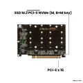 Адаптер-переходник (плата расширения) с активным охлаждением для установки 4 накопителей SSD M.2 2230-2280 PCI-E NVMe (M, B+M key) в слот PCI-E x16