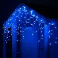 Luazon Lighting Гирлянда Бахрома 3 х 0.6 м , IP65, УМС, белая нить каучук, 108 LED, свечение синее, 220 В