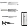 Набор стальных ножей (3 ножа + ножницы + подставка) HuoHou Stainless Steel Kitchen Knife Set (HU0095), русская версия, серебристый