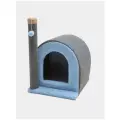 Когтеточка ДобрМир Домик, для кошек, голубая, из ковролина, 35x35х41 см