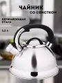 Чайник Сундучок, со свистком, нержавеющая сталь, 3,3л, черный, полированный
