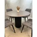 Стол кухонный Mesa design Ronda 85х85 см, круглый, керамогранит, серый/черный, подстолье металл