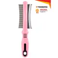 Расческа для кошек и собак Валера 2-в-1 дешеддер + гребень TENBERG Vertigo Pink / Для вычёсывания клещей, гнид, блох