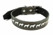 Зоотехнология Ошейник для собак кожаный с украшениями, 35 мм х 71 см