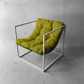 Кресло мягкое удобное для отдыха, уличное, на балкон, веранду, в стиле лофт, минимализм, Лофтовик + жёлтый велюр
