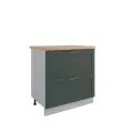 Кухонный шкаф напольный, без столешницы, с ящиками, СК2 800, Кухня Квадро, Серый / Оливково-Зеленый