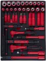 Набор торцевых диэлектрических головок с принадлежностями 1/4, 3/8, шестигранные, 5-19 мм, ложемент, 38 предметов KING TONY 9-55VE01MRV