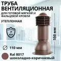 Труба вентиляционная утепленная Viotto d 110 мм для готовой мягкой и фальцевой кровли RAL 8017 шоколадно-коричневая
