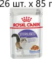 Влажный корм для стерилизованных кошек Royal Canin Sterilised, 26 шт. х 85 г (кусочки в желе)