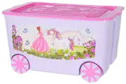 Контейнер elfplast Kids Box для хранения игрушек на колесах с крышкой пластиковый 50 л, (лавандовый/розовый) 449