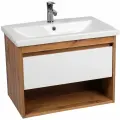 Тумба Viant Бостон 80, VBOS80CO-T1YP 500х766х425 подвесная, 1 ящ, дуб вотан/белый (под раковину COMO 80)