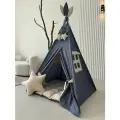 Вигвам детский с ковриком, окошком , подушкой и антискладывателем серо (графитовый)-бежевый